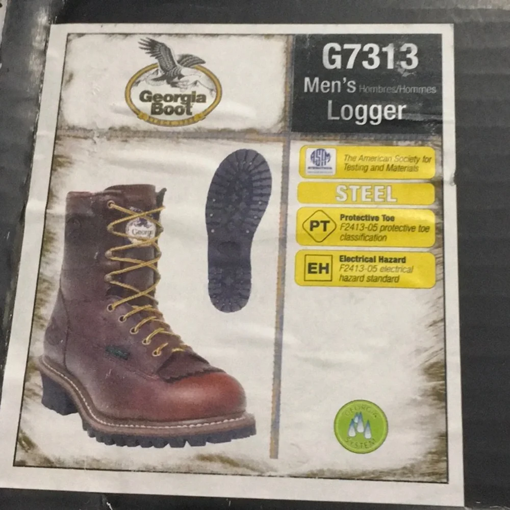 Georgia Boot Brown Work Boots with Yellow Laces